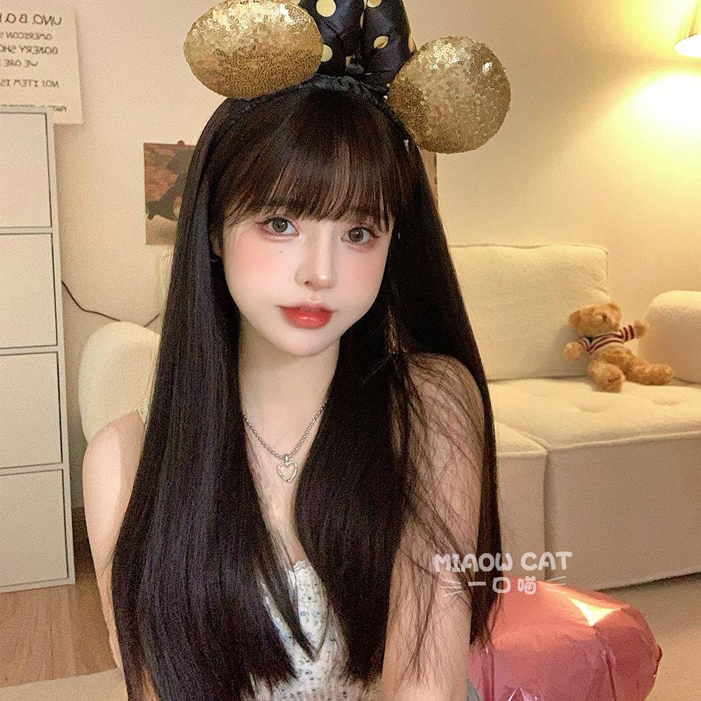一口喵假发女长发jk黑长直韩系自然日常逼真浏海网红Lolita全头套