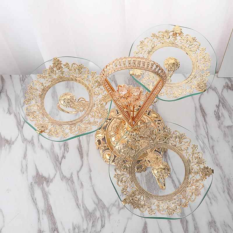 2店0用2新款玻璃5水果盘轻奢风创意家客厅酒RGH茶几水晶果盘