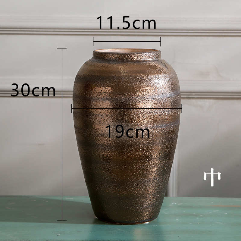 景德镇客厅新款花盆现代插花简约陶瓷粗欧式新 陶罐复古中式花瓶