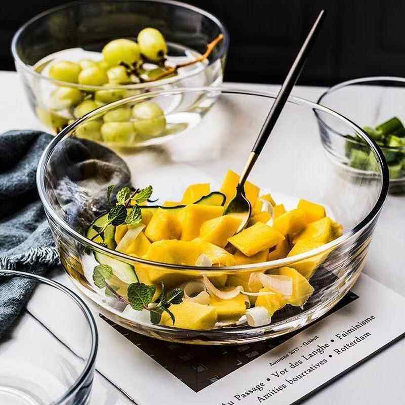 玻璃碗耐高温家用沙拉碗透明大碗玻璃盆汤碗饭碗水果碗泡面 面碗,餐饮具,玻璃餐具套装,淘宝优惠券,粉丝福利购,淘宝优惠卷