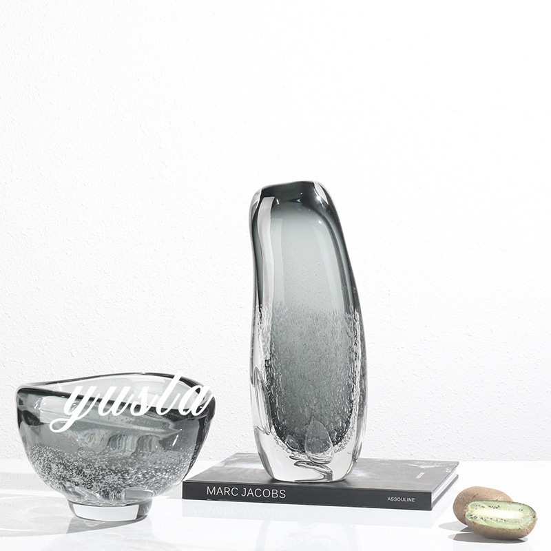 简约现代玻璃插干花瓶花器摆件餐桌面样板房间客厅茶几柜软装饰品