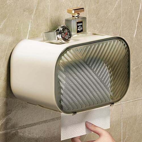 Waterproof Tissue Box for Bathroom, Wall-Mounted Roll Paper