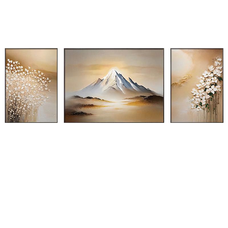 金山聚财客厅有靠山装饰画大芬油画村沙发背景墙壁画2024新款挂画