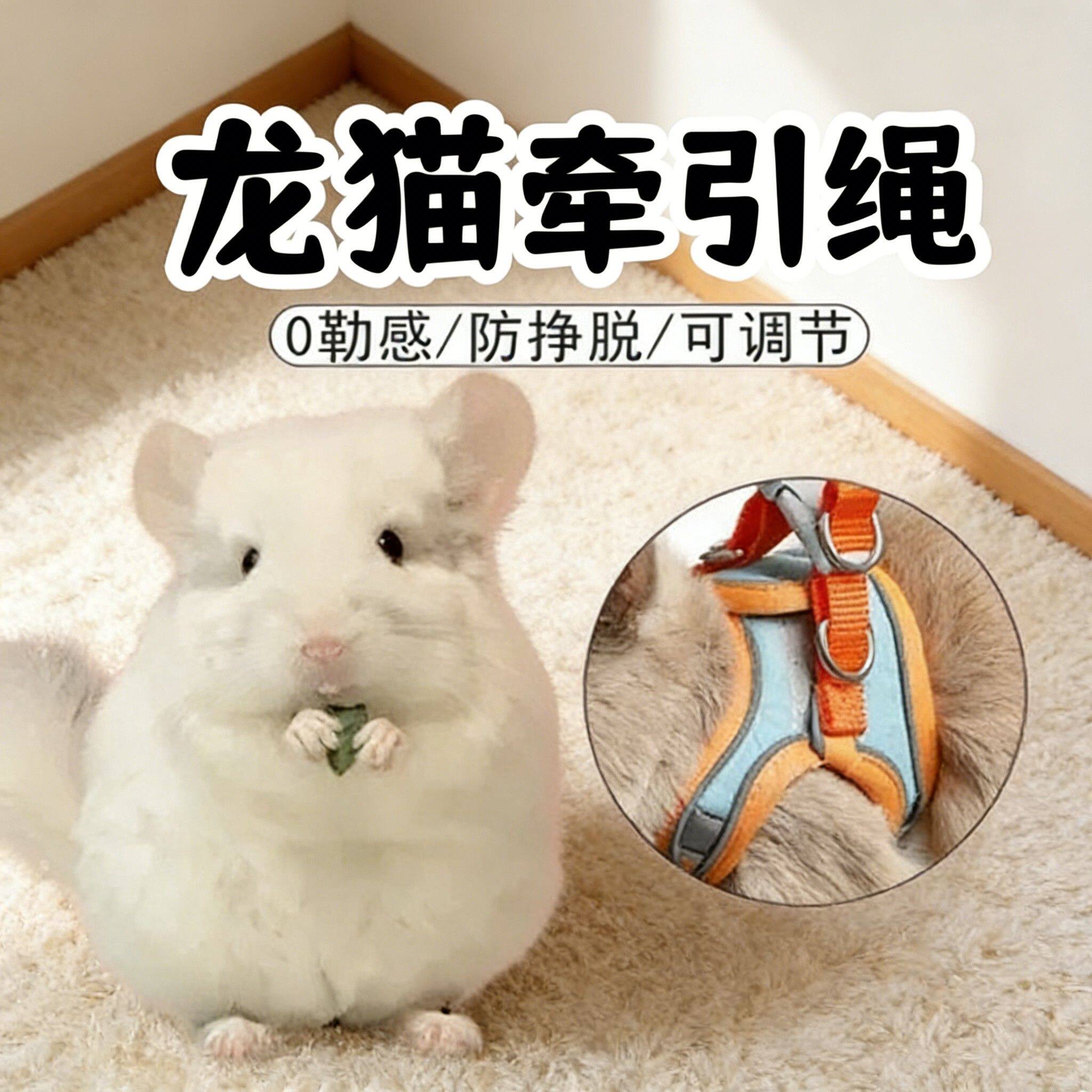 龙猫牵引绳专用背心式外出训练抱婴袋可调节锁扣项圈加长小型宠用