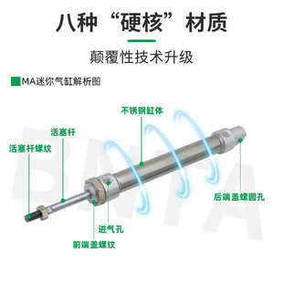 125 50X75x100 150 200 CA高温缓冲 气动不锈钢迷你气缸MA40