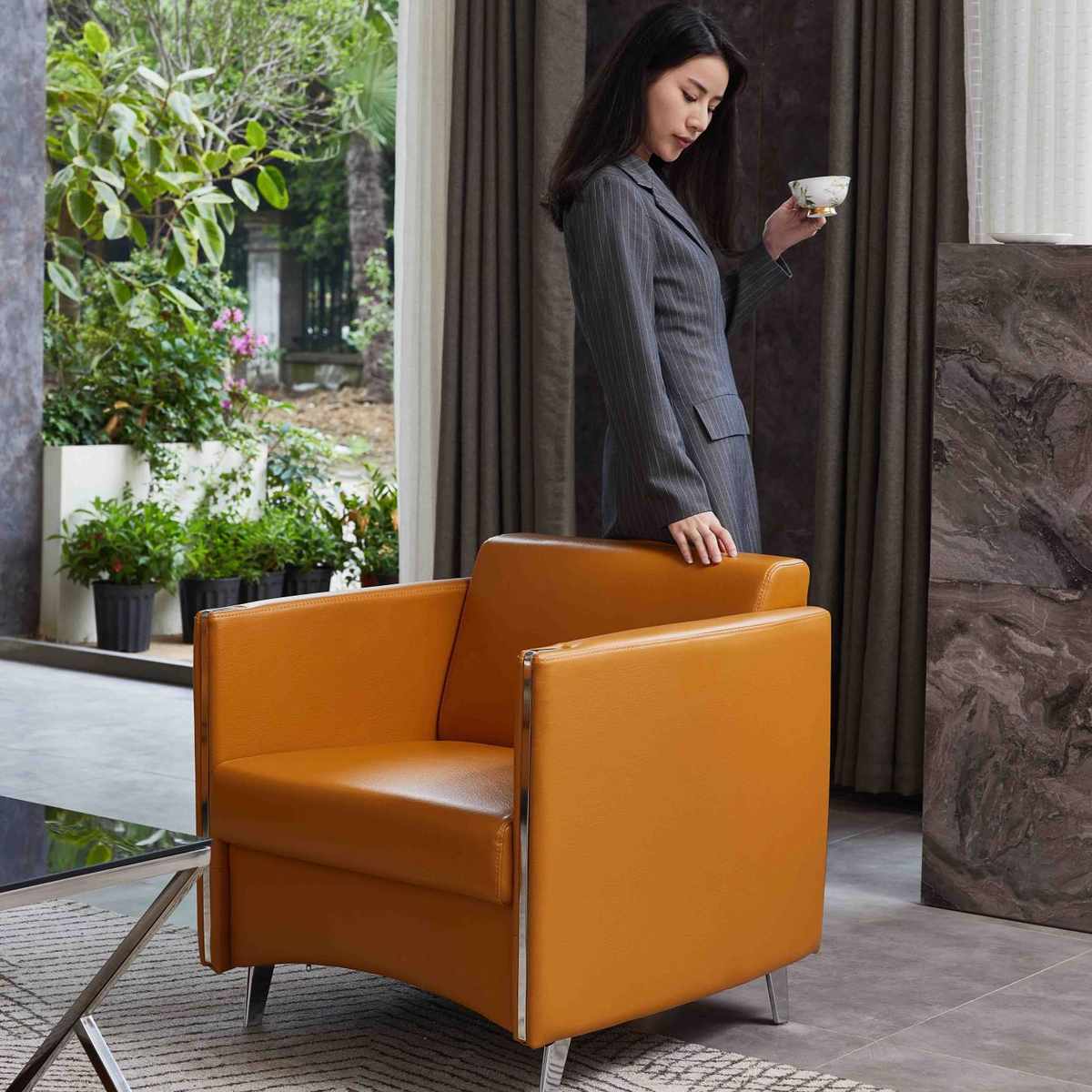 办公室沙发茶几组合套装简约现代接待休息区会客办公沙发商务洽谈