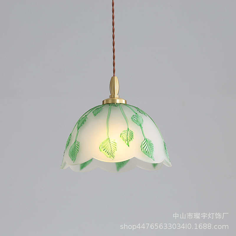 铜岛卧室吊灯玻璃复古全餐厅可中小床头古风吧台伸缩吊灯台