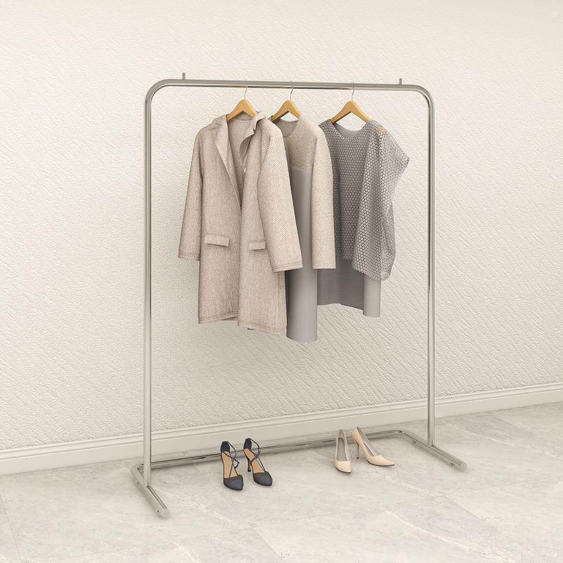 服装店轻奢展示架不锈钢拉丝银色落地式挂衣架童装货架女装陈列架