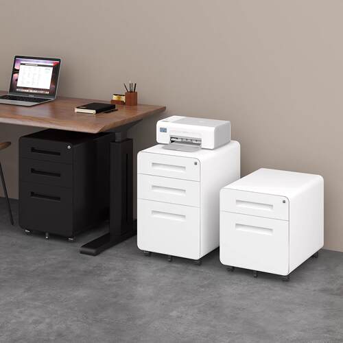 活动柜办公桌边打印机柜抽屉柜移动矮柜带锁钢制文件柜桌下小柜子