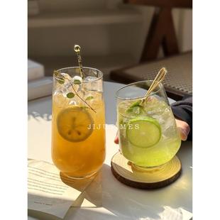 ins网红玻璃杯饮料杯chic饮品杯苏打水杯气泡酒杯冰咖啡杯果汁杯