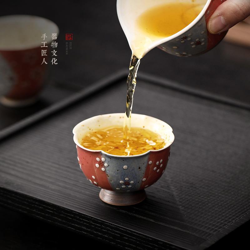 念云居手作日式梅花茶盏主人杯 家用高端把玩茶器陶瓷茶杯品茗杯