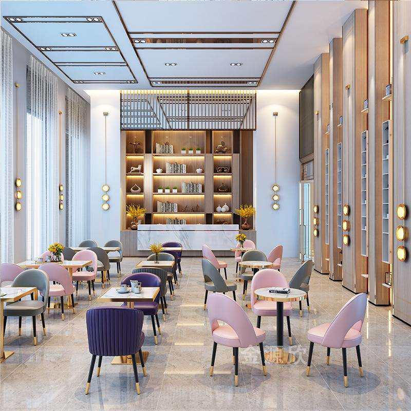 酒店公寓售楼处洽谈沙发桌椅简约奶茶店咖啡厅西餐厅餐饮桌椅组合
