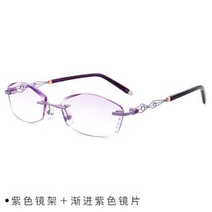 300 正品 200 色无框近视镜100女 40眼0500度防辐射有度数 配渐变