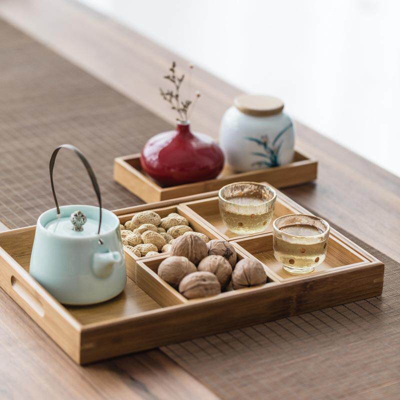 新款直销日式竹制茶托盘七件套家用客厅茶具收纳盘茶点盘长方形干