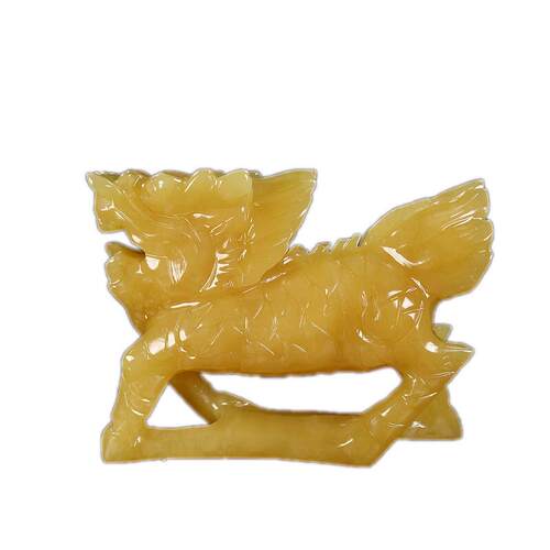 濮薇玉器玉石麒麟摆件一对家居客厅酒柜玄关办公室店铺新中式装饰