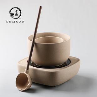 麦饭石煮茶器温茶碗电陶炉家用小号陶瓷白茶黑茶普洱干泡碗套装