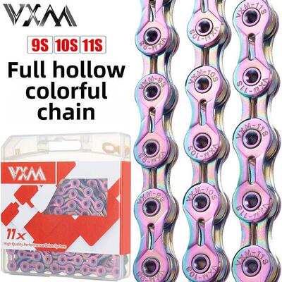 VXM山地车炼条 自行车炫彩全电镀全镂空车炼9 10 11速2730 33变速