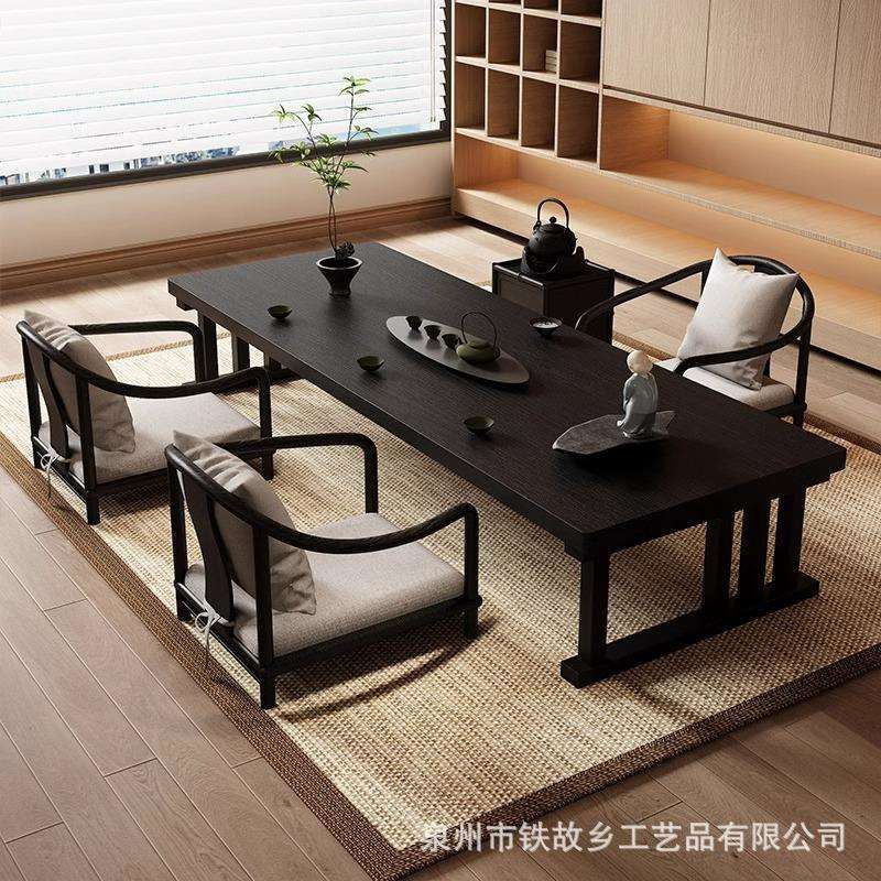 榻榻米实木茶桌椅组合日式禅意茶几功夫泡茶台茶室长条桌阳台矮桌