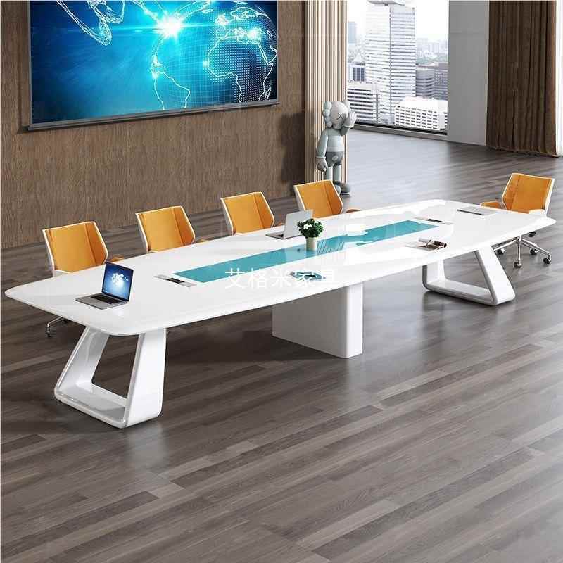 烤漆会意议桌桌创白色无品牌/时尚办公长简约现代室接待桌洽谈桌