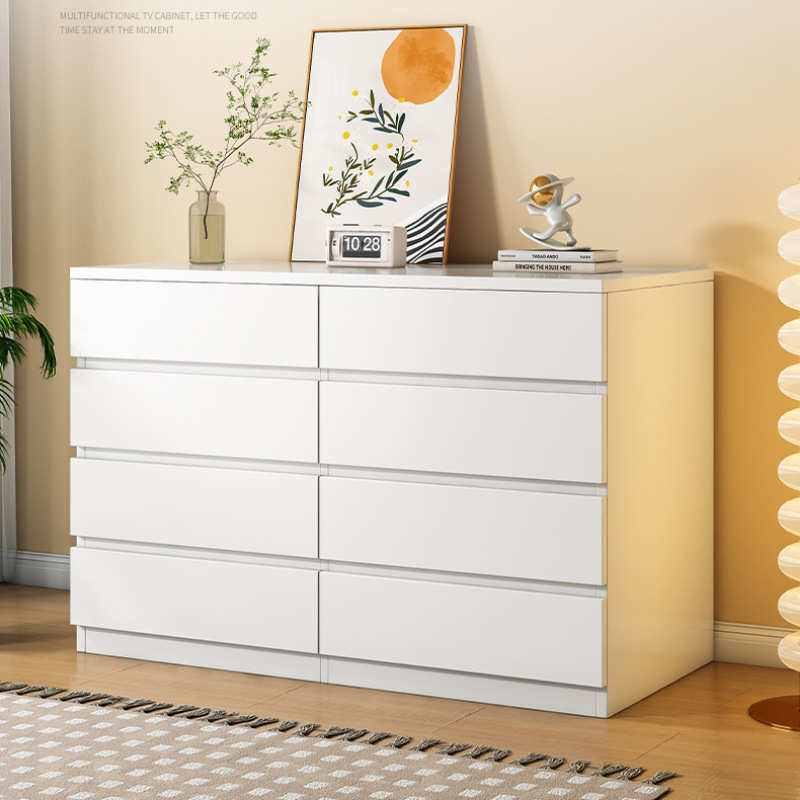奶油风斗柜客厅靠墙储物柜五斗卧室简约现代抽屉六斗八斗柜收黄一