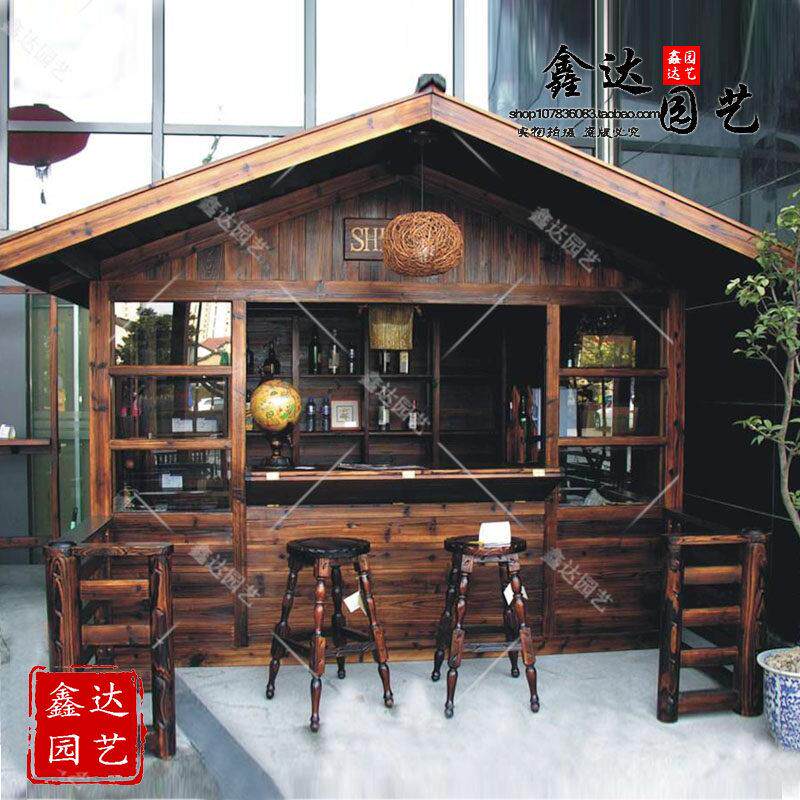 防腐木木屋组装网红移动售货亭凉亭实木烧烤户外搭建材料奶茶餐车