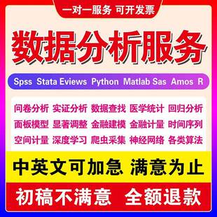 spss数据分析帮做stata实证eviews分析meta医学python统计R代做