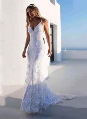 Dress long skirt collar white suspender dress