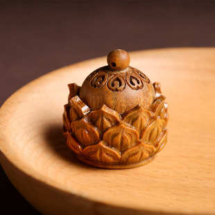 绿檀木diy雕刻莲花香囊球吊坠手机链挂件镂空配件饰品不含香丸