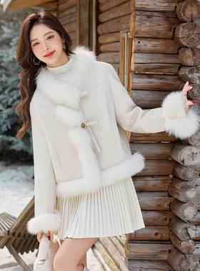 色真内狐狸毛毛外套女白冬季款新高级感皮毛ZYA86871一体羽绒胆皮