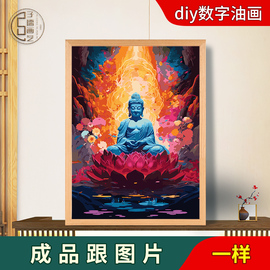 子儒画艺diy数字，油画人物装饰画丙烯油彩画，天数填充手绘油画