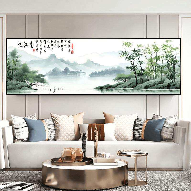 忆江南十字绣2024新款线绣客厅满绣大幅风景水墨山水画自己绣手工