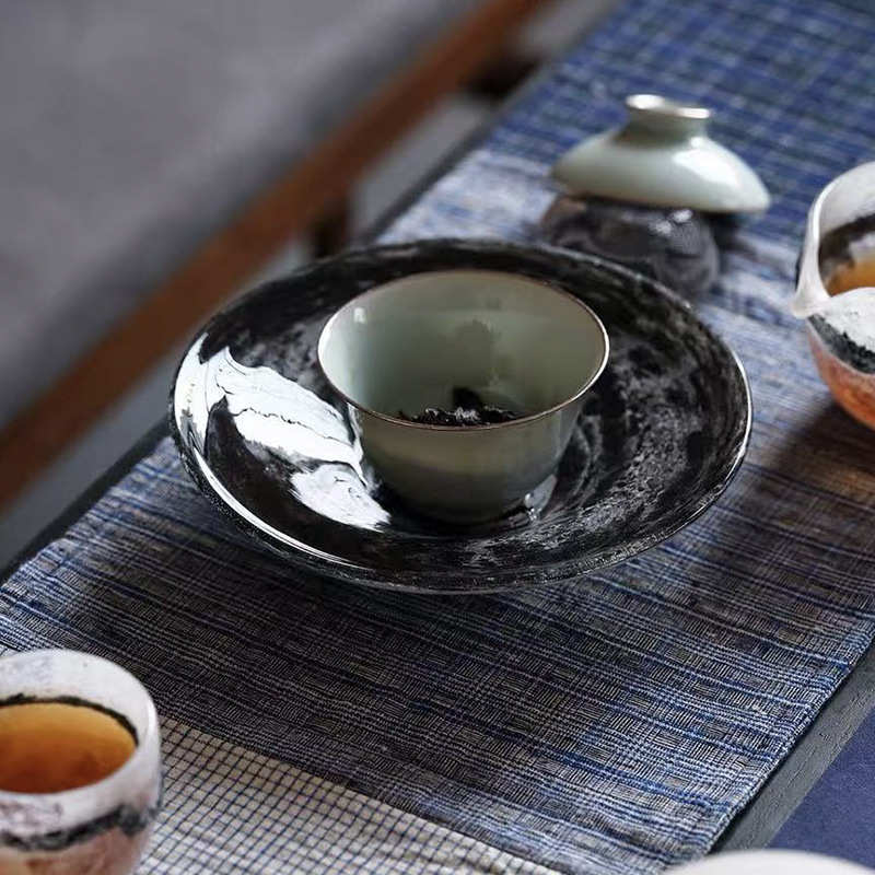 手工果盘壶台泡山干紫砂玄垫羊壶承托盘琉璃饴茶具功夫禅意壶素