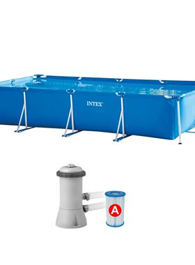 INTEX28274 4.5M矩形管架水池套装带过滤泵大型家庭别墅泳池