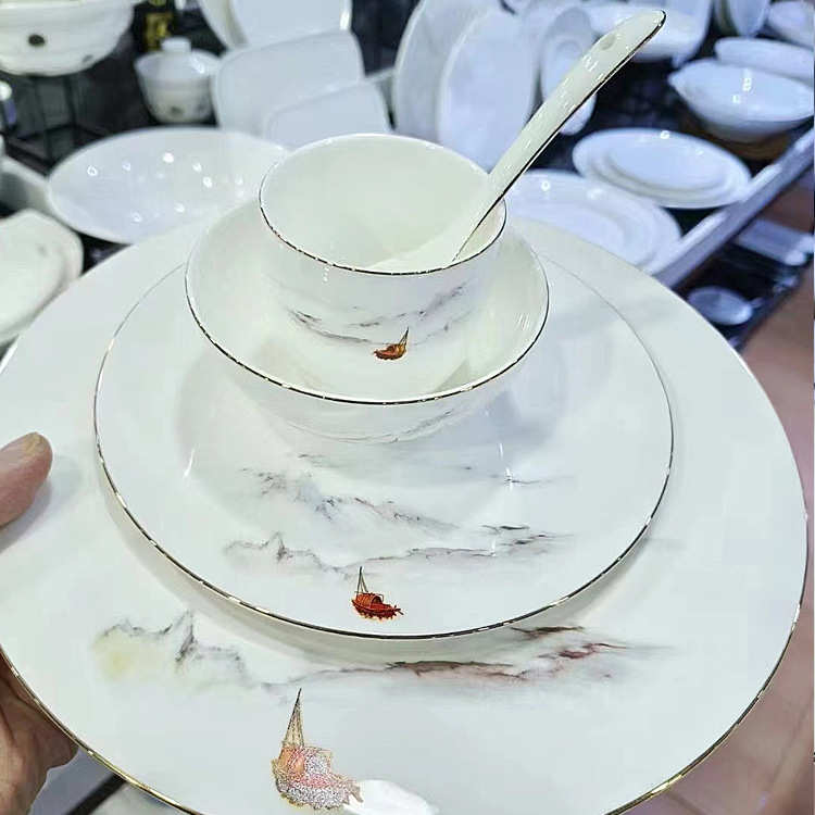创意酒店摆台 包厢餐厅摆台会所 唐山新中式餐具六件套批发