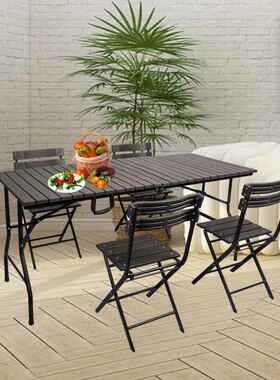 木纹深灰色户便携家用长条现简约收F76HJ57H纳餐代桌阳台外?免安