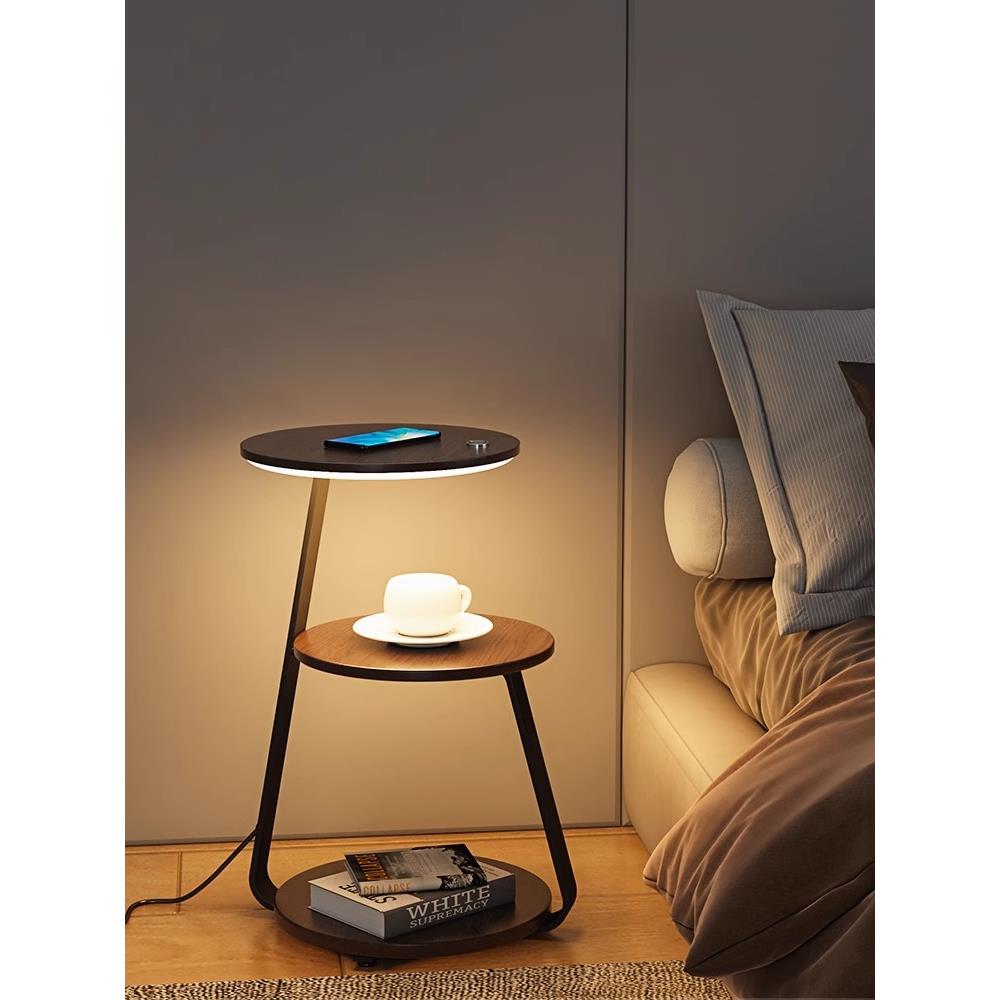 落地灯置物架一体简约床头卧室氛围灯客厅沙发旁茶几边几立式台灯