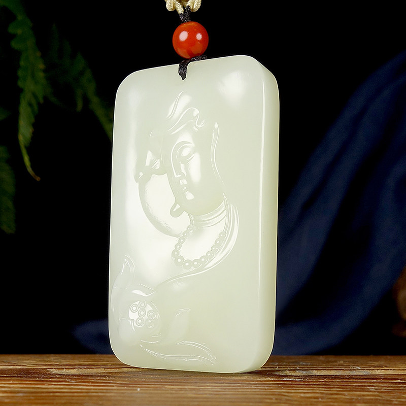 收藏品新疆和田玉羊脂白苏工雕刻细腻油润侧脸观音挂件47.09克,珠宝/钻石/翡翠,颈饰,淘宝优惠券,粉丝福利购,淘宝优惠卷