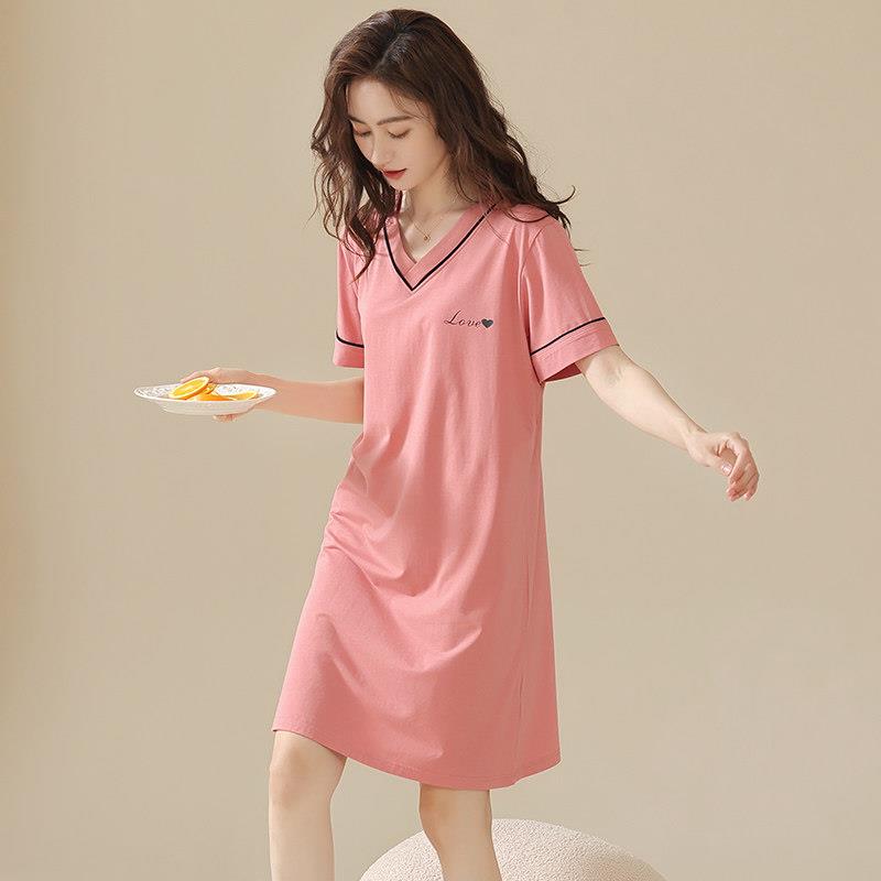 莫代尔睡裙2026新款裙子睡衣女款夏季短袖薄款家居服夏天女带胸垫