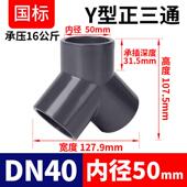 U889PVC三通y型排水管活接水接头PC管料快进接上水V出水塑配件