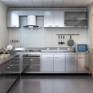 北京整体橱柜定做全304不锈钢厨房厨柜定制开放式不锈钢台面现代