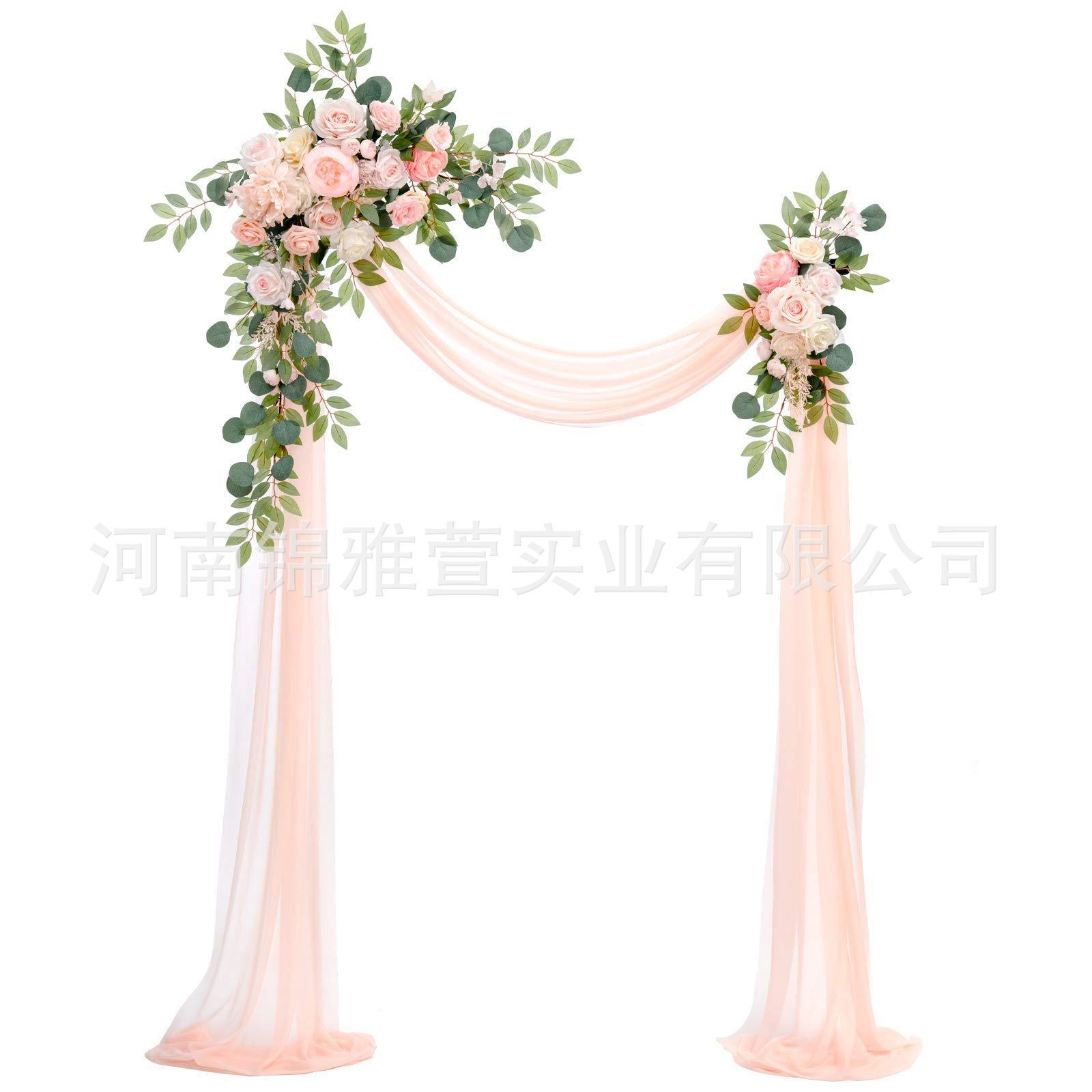 人造拱门帷幔纱幔雪纺仿真花三件套婚礼派对装饰厂家供货