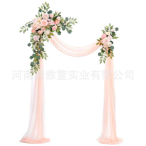人造拱门帷幔纱幔雪纺仿真花三件套婚礼派对装饰厂家供货