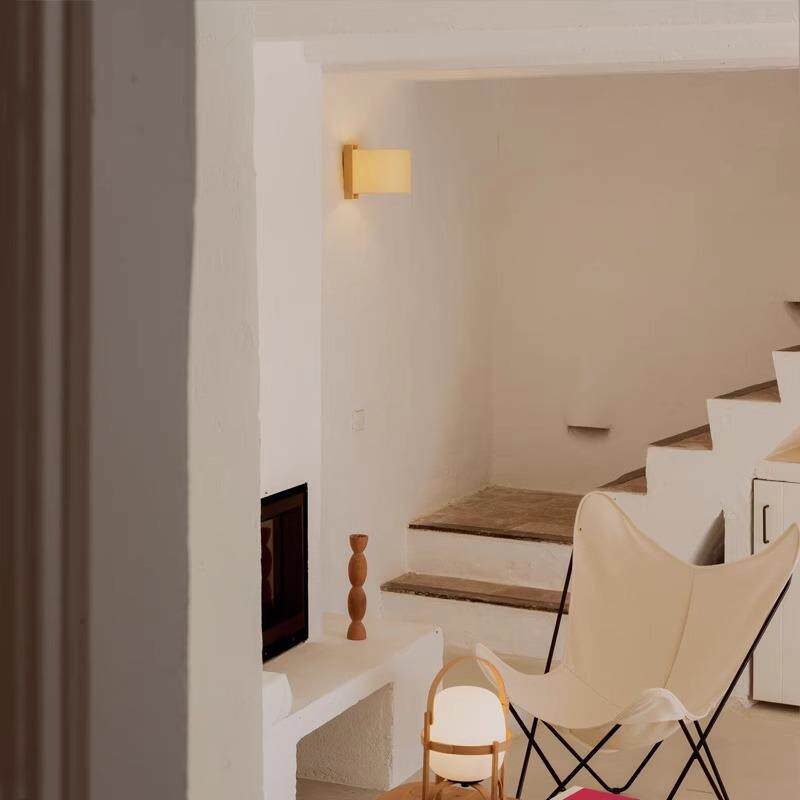 简约现代原木风楼梯过道走廊客厅玄关背景卧室床头灯温馨布艺壁灯