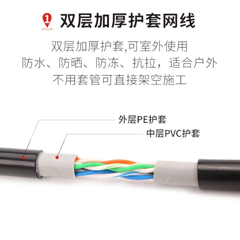 超五类室外网线0.5纯铜户外双层皮防水线双绞线网络线足300米