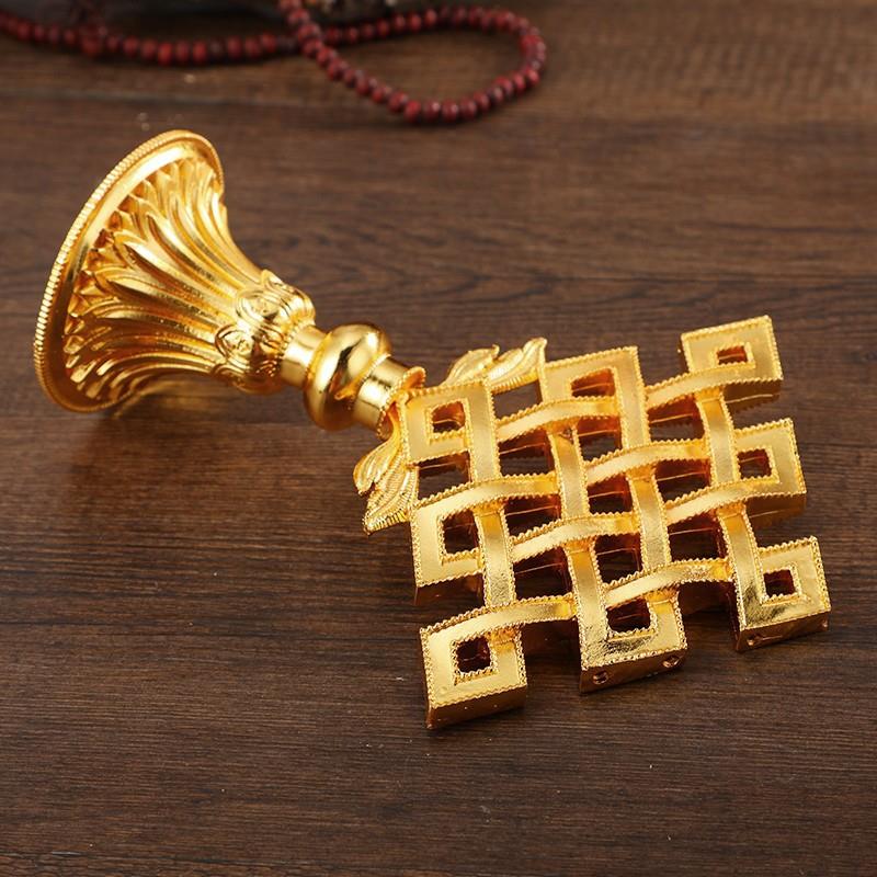 八吉祥中国结摆件合金款金色吉祥八宝吉祥结特色创意桌面摆件家用
