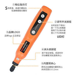 五档调速迷你电磨机小型手持打磨机木材切割抛光雕刻电钻打孔