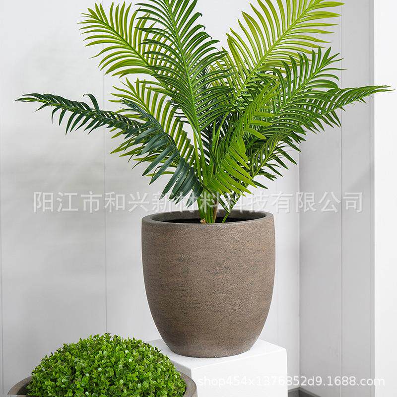 厂家玻璃钢花盆定制户外简约咖啡色花瓶室内组合绿植盆栽落地摆件