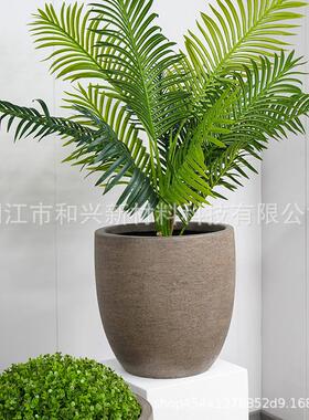 厂家玻璃钢花盆定制户外简约咖啡色花瓶室内组合绿植盆栽落地摆件