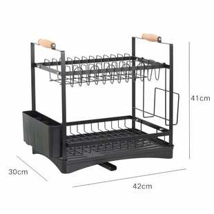 厨房沥水碗碟架碗筷刀叉水杯餐盘收纳架可折叠导水双层碗架