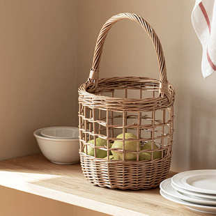 藤编收纳筐收纳篮购物篮小花篮礼品篮柳编水果篮手提买菜篮子田园